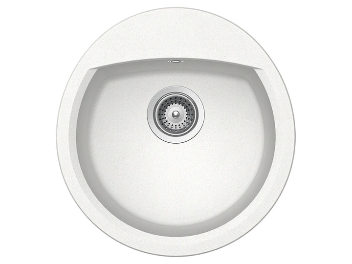 Set chiuveta bucatarie Schock Manhattan R-100 470 x 490 mm Alpina si baterie bucatarie Schock Flora inox periat cu pipa flexibila, alb