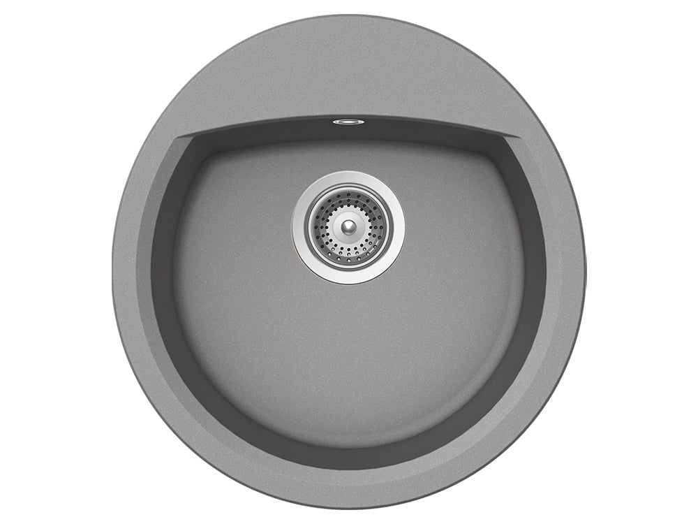 Set chiuveta bucatarie Schock Manhattan R-100 470 x 490 mm Croma si baterie bucatarie Schock Flora inox periat cu pipa flexibila, gri