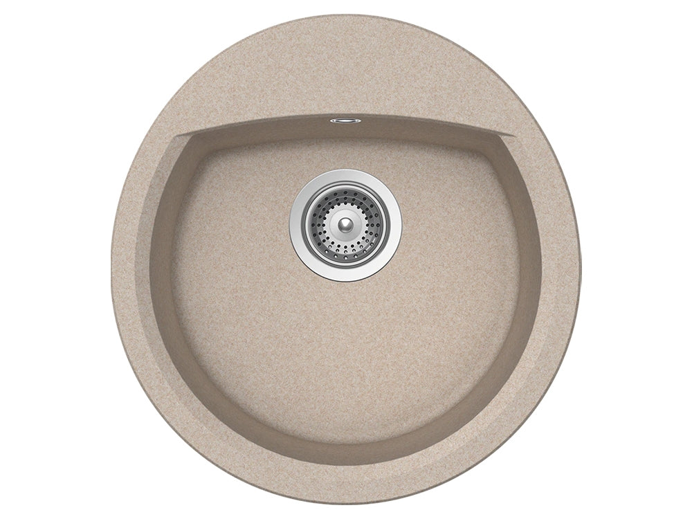 Set chiuveta bucatarie Schock Manhattan R-100 470 x 490 mm Sabbia si baterie bucatarie Schock Flora inox periat cu pipa flexibila, nisip