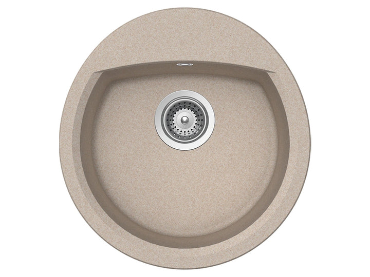 Set chiuveta bucatarie Schock Manhattan R-100 470 x 490 mm Sabbia si baterie bucatarie Schock Flora inox periat cu pipa flexibila, nisip