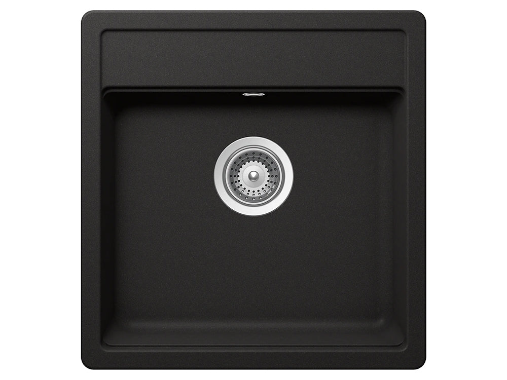 Set chiuveta bucatarie Schock Nemo N-100S 490 x 510 mm Nero si baterie bucatarie Schock Flora inox periat cu pipa flexibila, negru