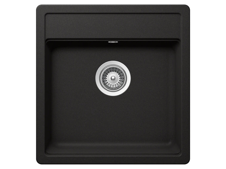 Set chiuveta bucatarie Schock Nemo N-100S 490 x 510 mm Nero si baterie bucatarie Schock Flora inox periat cu pipa flexibila, negru