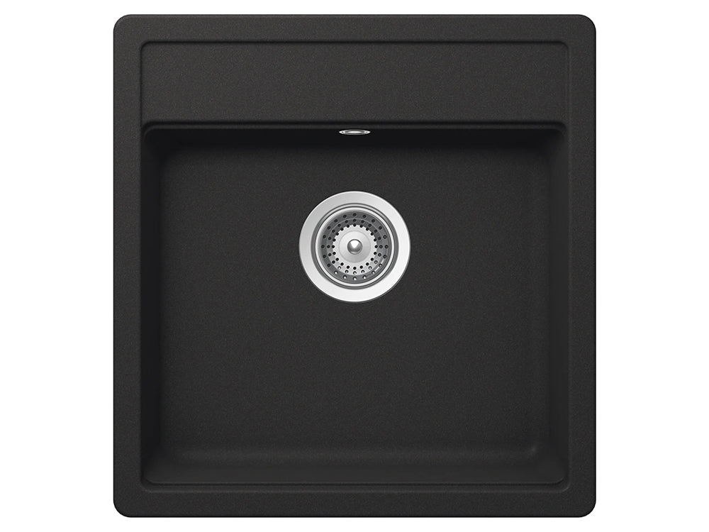 Set chiuveta bucatarie Schock Nemo N-100S 490 x 510 mm si baterie bucatarie Schock Epos Cristalite Onyx cu cap extractibil, negru metalizat