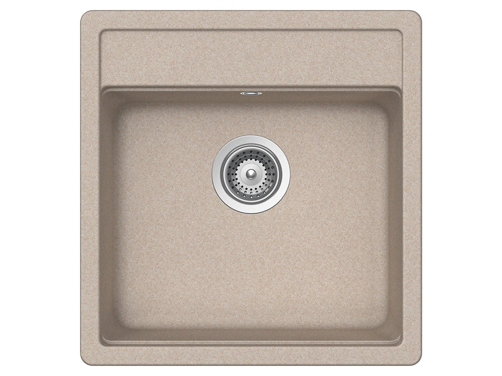 Set chiuveta bucatarie Schock Nemo N-100S 490 x 510 mm Sabbia si baterie bucatarie Schock Flora inox periat cu pipa flexibila, nisip