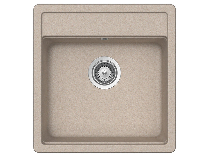Set chiuveta bucatarie Schock Nemo N-100S 490 x 510 mm Sabbia si baterie bucatarie Schock Flora inox periat cu pipa flexibila, nisip
