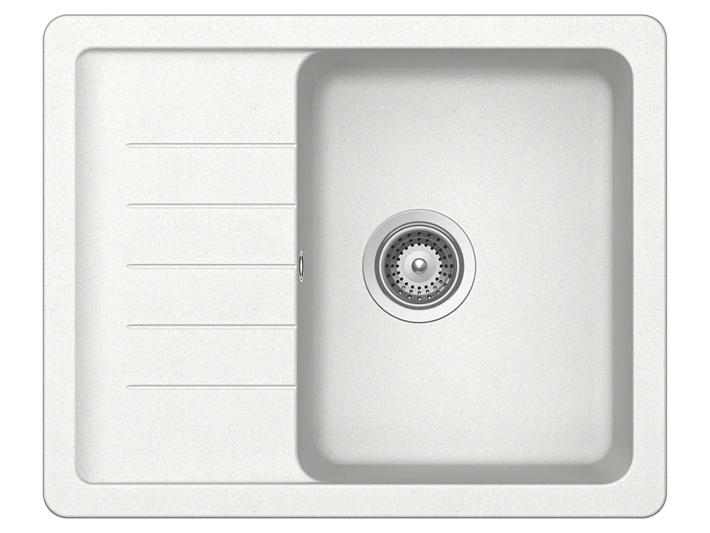 Set chiuveta bucatarie Schock Pinedo D-100XS 620 x 500 mm Cristalite Alpina, alb si baterie bucatarie Schock Prima Inox Periat