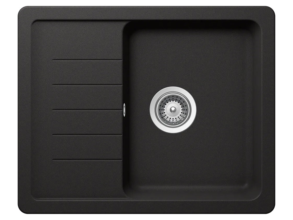 Set chiuveta bucatarie Schock Pinedo D-100XS 620 x 500 mm Nero si baterie bucatarie Ferro Lugio, cartus ceramic, negru