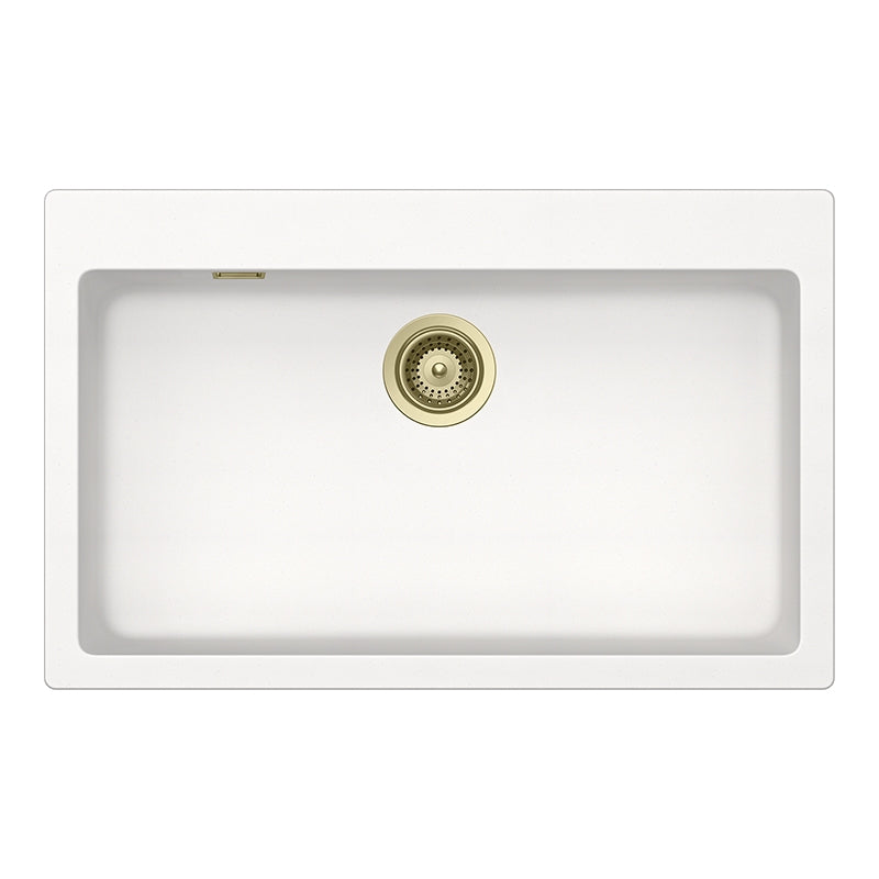Set chiuveta bucatarie Schock Signus N-100XL 790 x 500 mm Cristadur Polaris, alb polar cu parti vizibile si baterie bucatarie Schock Kavus cu cap extractibil White Gold