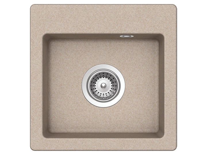 Set chiuveta bucatarie Schock Virtus N-100XS 381 x 381 mm Sabbia si baterie bucatarie Schock Flora inox periat cu pipa flexibila, nisip