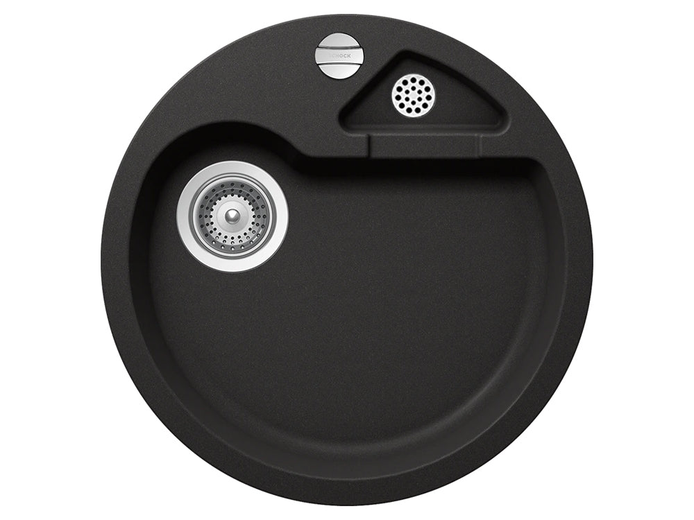 Set chiuveta bucatarie Schock Classic R-100 510 x 510 mm si baterie bucatarie Schock Plutos Cristalite Nero, negru