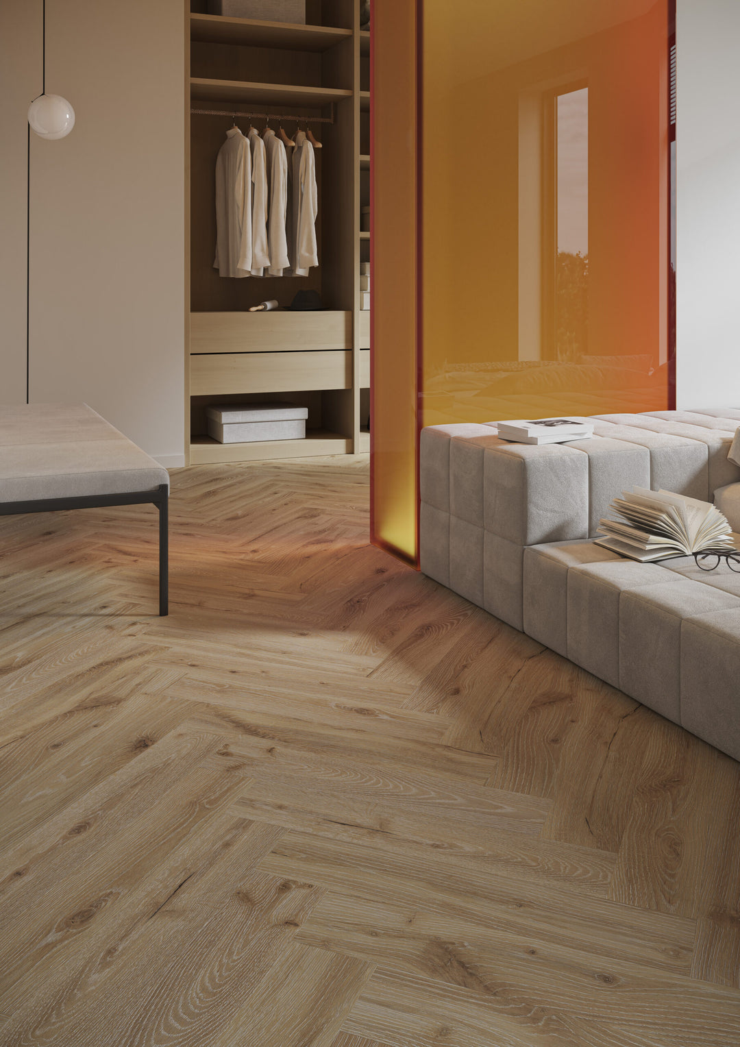 Parchet SPC Stejar Desert Herringbone