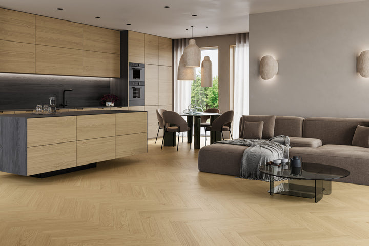 Parchet SPC Stejar Cream Herringbone