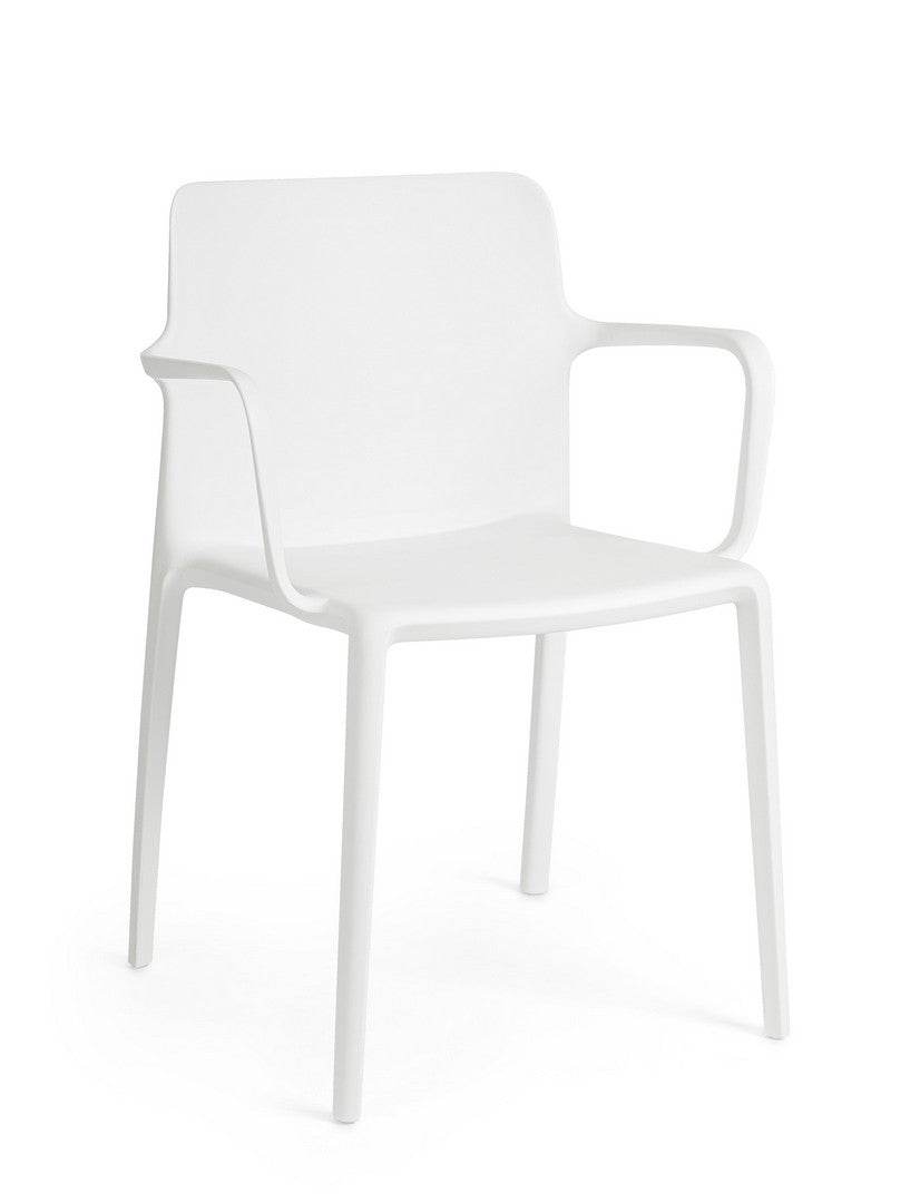 Scaun Dining Plastic Alb Cu Brațe, Chloris Bizzotto - Imagine 1