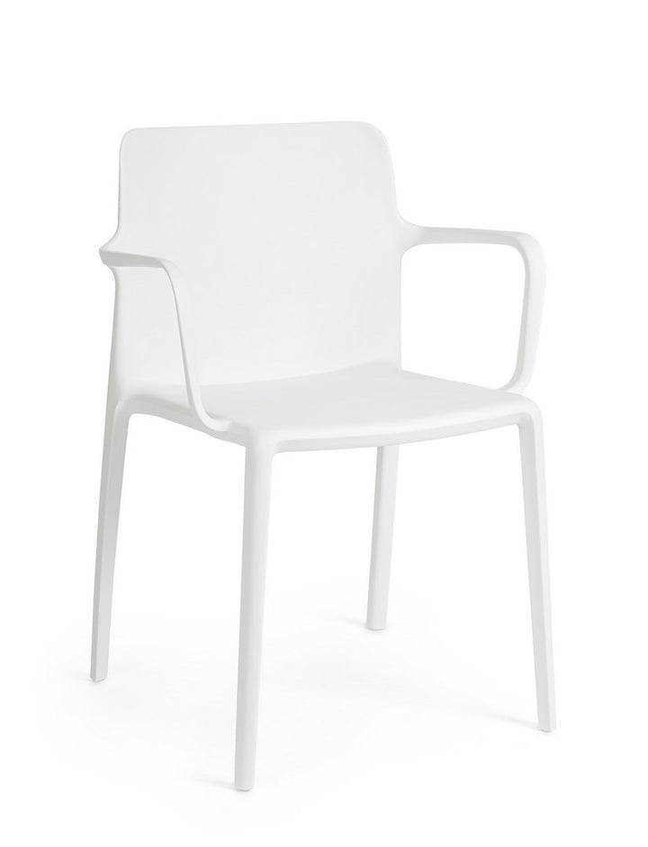 Scaun Dining Plastic Alb Cu Brațe, Chloris Bizzotto - Imagine 1