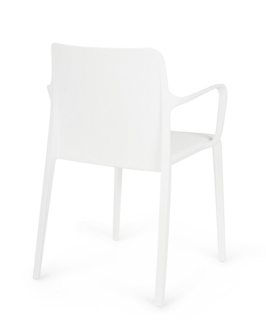 Scaun Dining Plastic Alb Cu Brațe, Chloris Bizzotto - Imagine 2