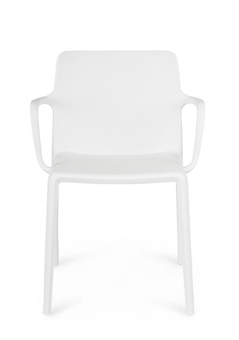 Scaun Dining Plastic Alb Cu Brațe, Chloris Bizzotto - Imagine 3
