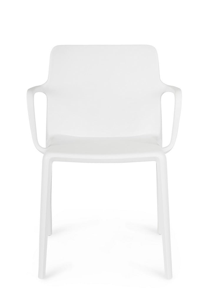 Scaun Dining Plastic Alb Cu Brațe, Chloris Bizzotto - Imagine 3