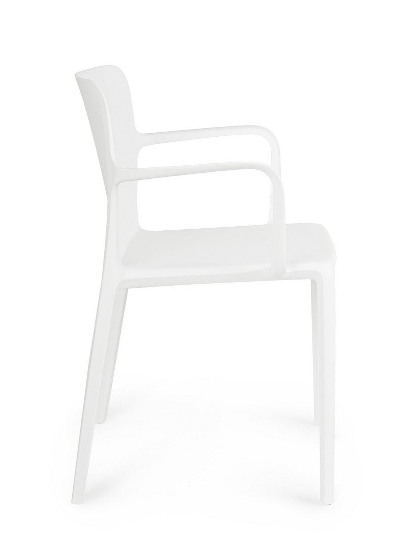 Scaun Dining Plastic Alb Cu Brațe, Chloris Bizzotto - Imagine 5