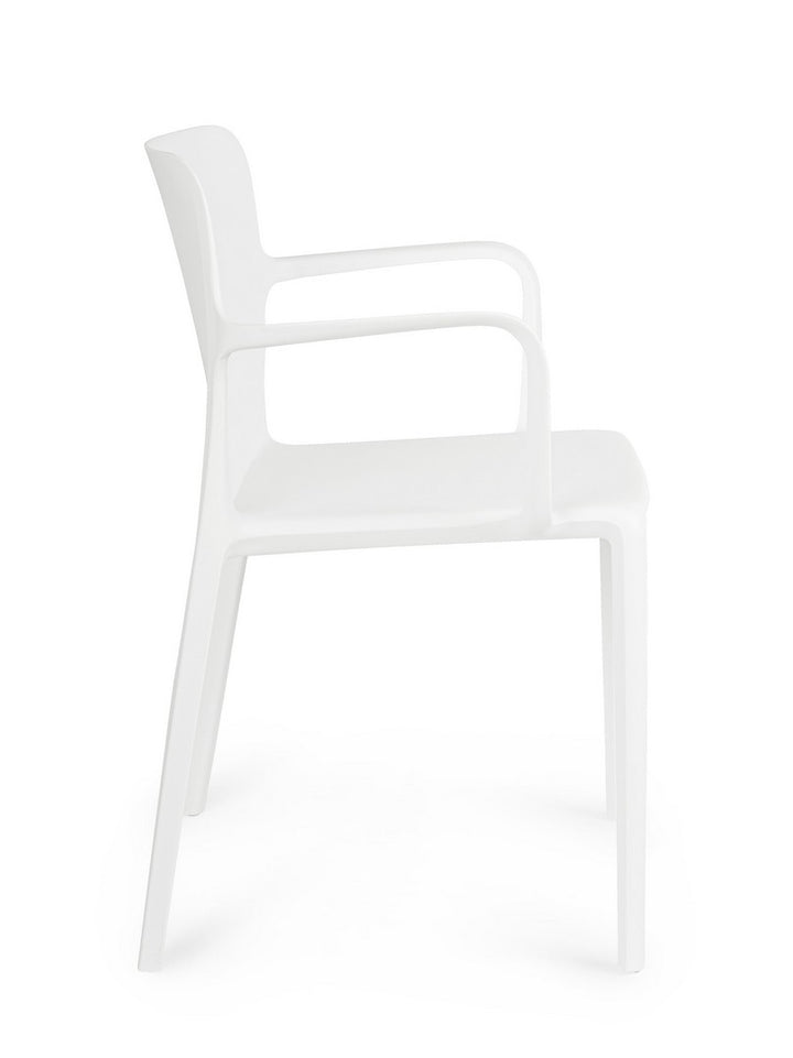 Scaun Dining Plastic Alb Cu Brațe, Chloris Bizzotto - Imagine 5