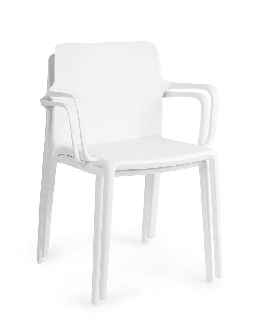 Scaun Dining Plastic Alb Cu Brațe, Chloris Bizzotto - Imagine 8