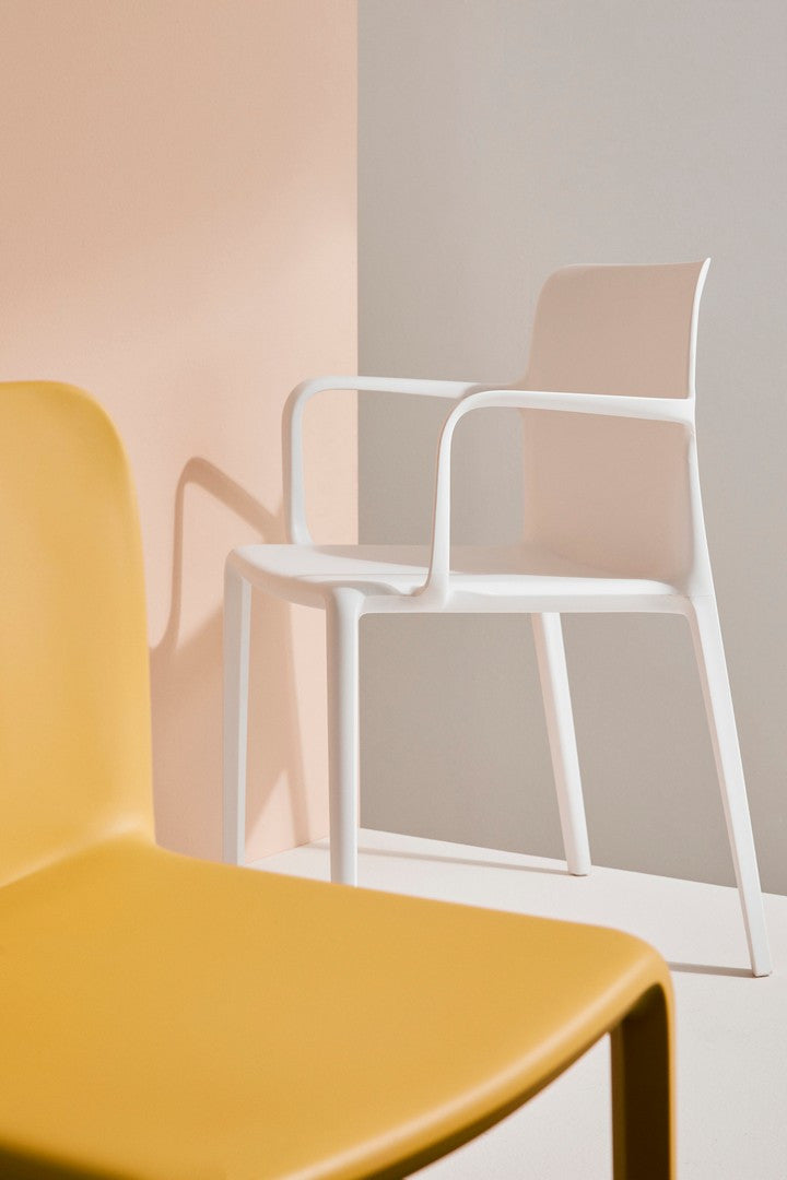 Scaun Dining Plastic Alb Cu Brațe, Chloris Bizzotto - Imagine 10