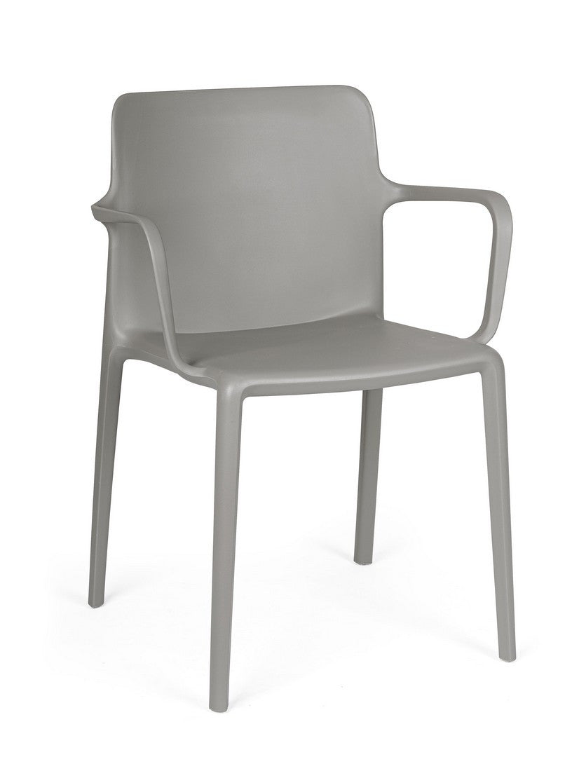 Scaun Dining Plastic Gri Cu Brațe, Chloris Bizzotto - Imagine 1