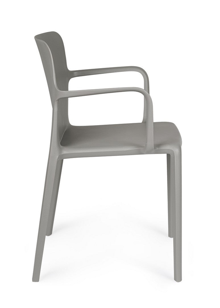 Scaun Dining Plastic Gri Cu Brațe, Chloris Bizzotto - Imagine 5