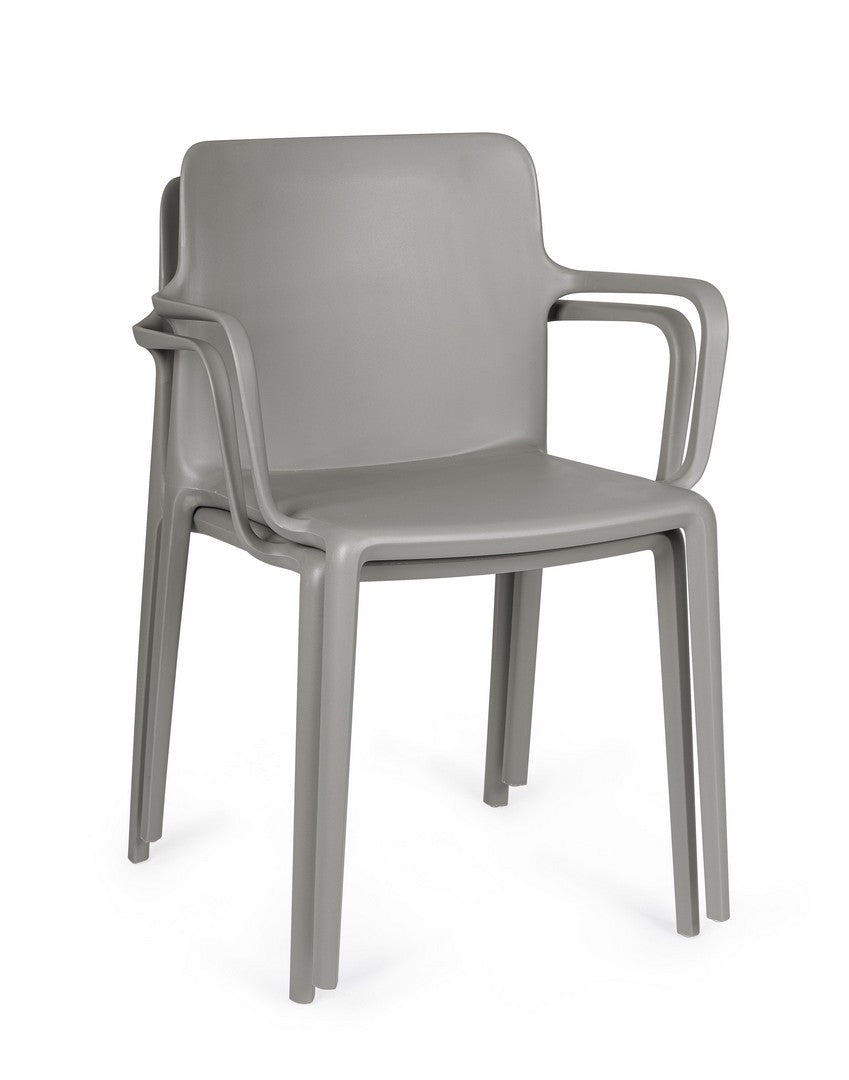 Scaun Dining Plastic Gri Cu Brațe, Chloris Bizzotto - Imagine 8