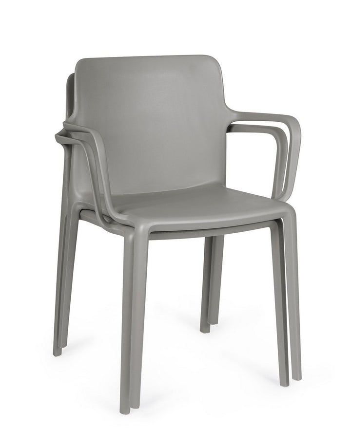 Scaun Dining Plastic Gri Cu Brațe, Chloris Bizzotto - Imagine 8