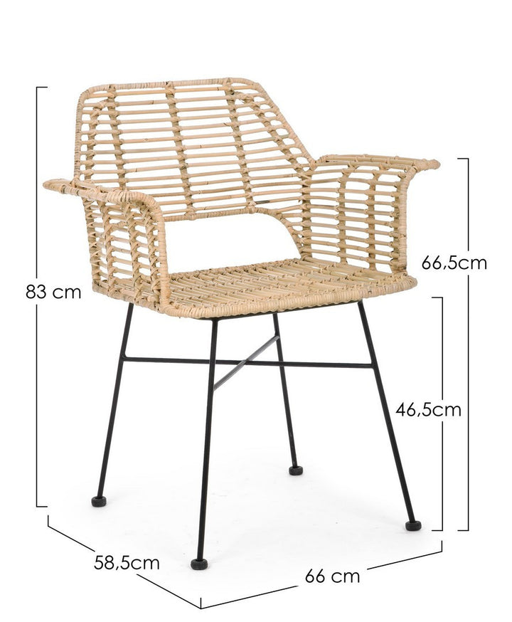 Scaun Dining Natural Ratan Cu Brațe, Tunas Bizzotto - Imagine 2