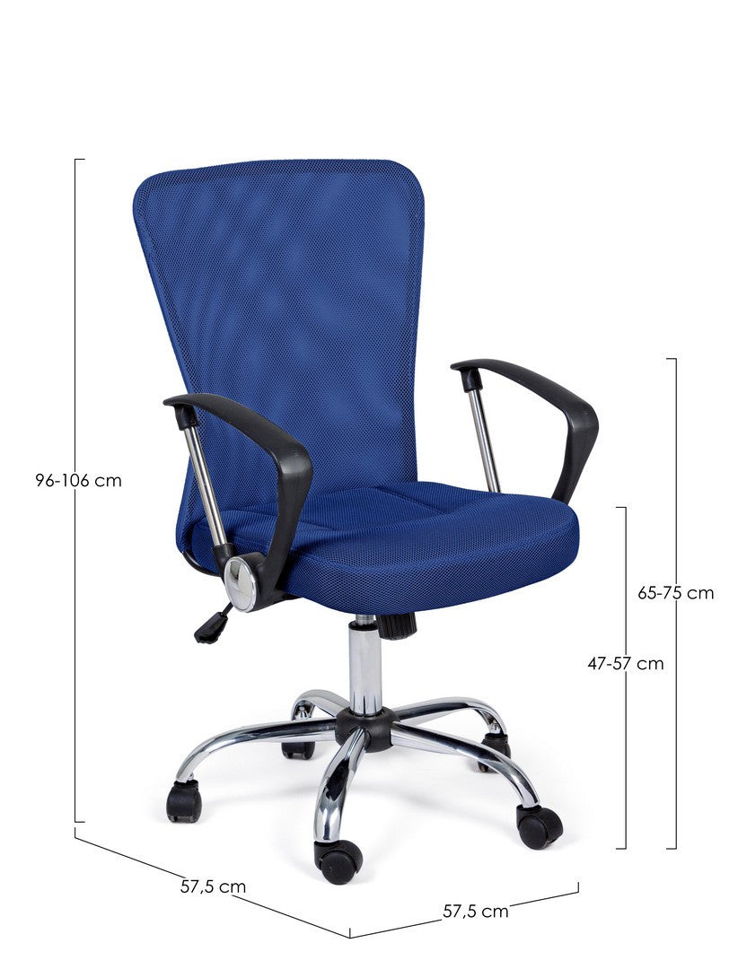 Scaun Birou Rotativ Tapițat Textil Albastru, Brisbane Bizzotto - Imagine 2