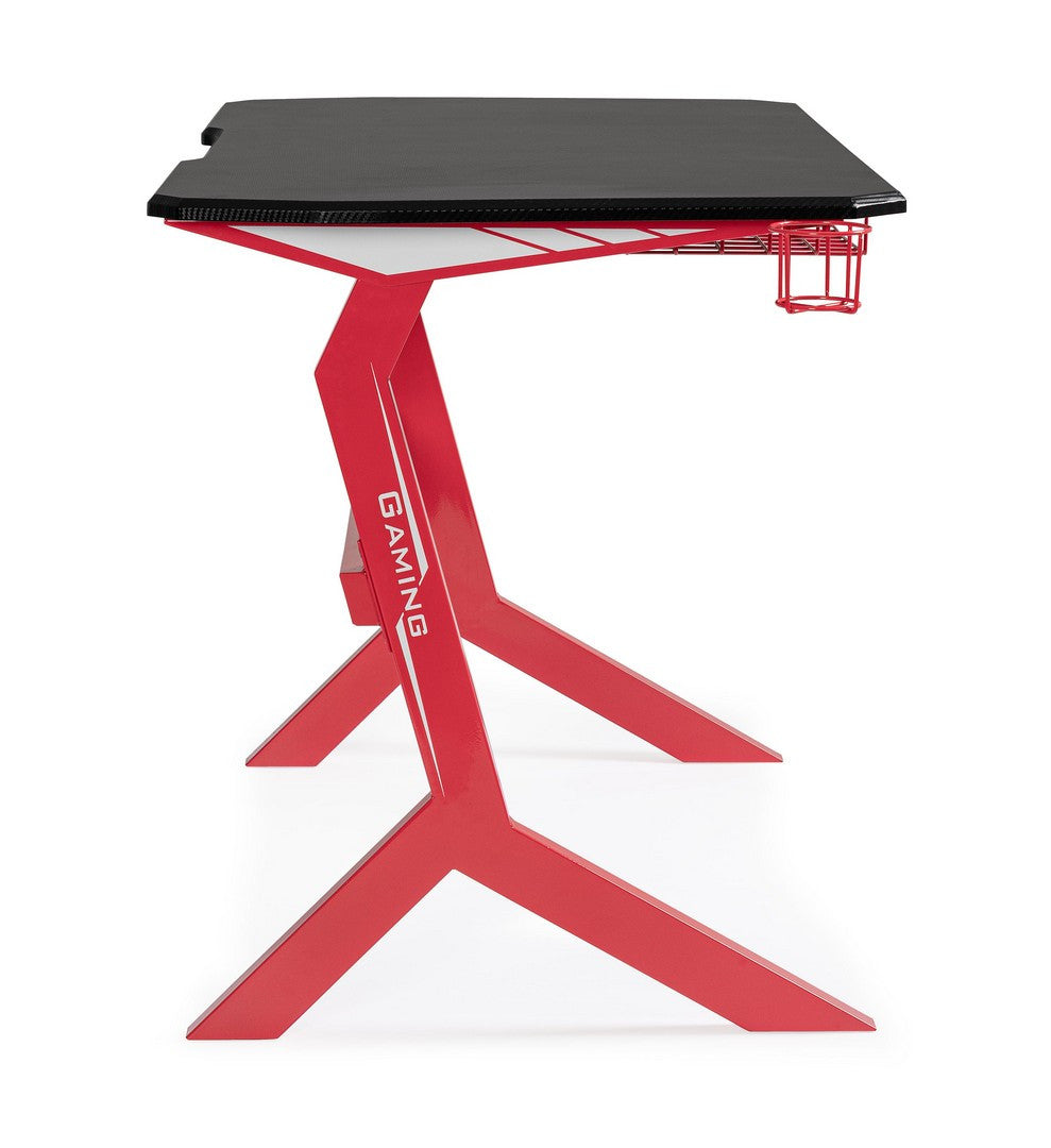 Birou Gaming Metalic Roșu-Negru, Bizzotto - Imagine 5