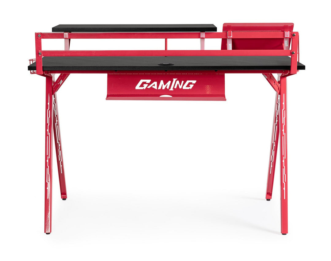 Birou Gaming Modern Metalic Roșu-Negru, Bizzotto - Imagine 4