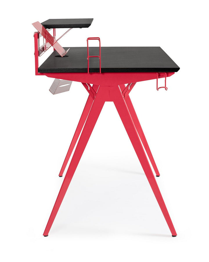 Birou Gaming Modern Metalic Roșu-Negru, Bizzotto - Imagine 5