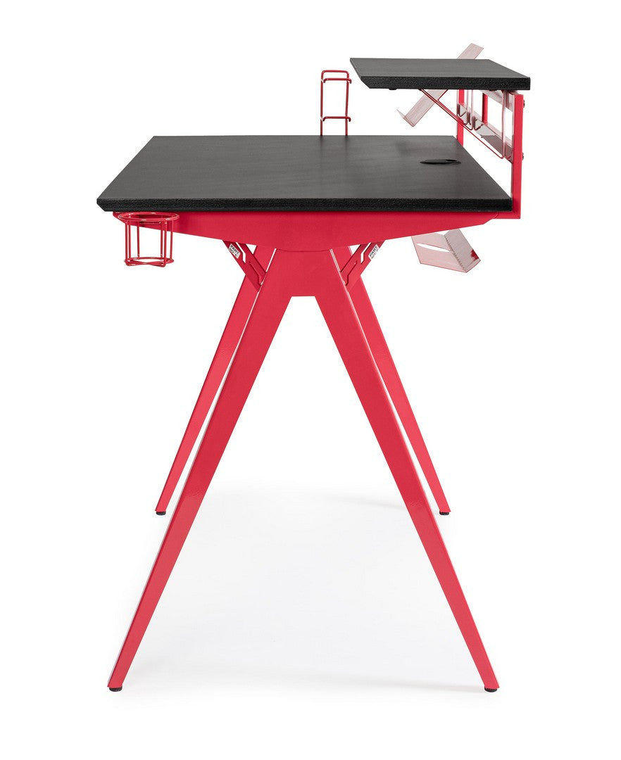 Birou Gaming Modern Metalic Roșu-Negru, Bizzotto - Imagine 6
