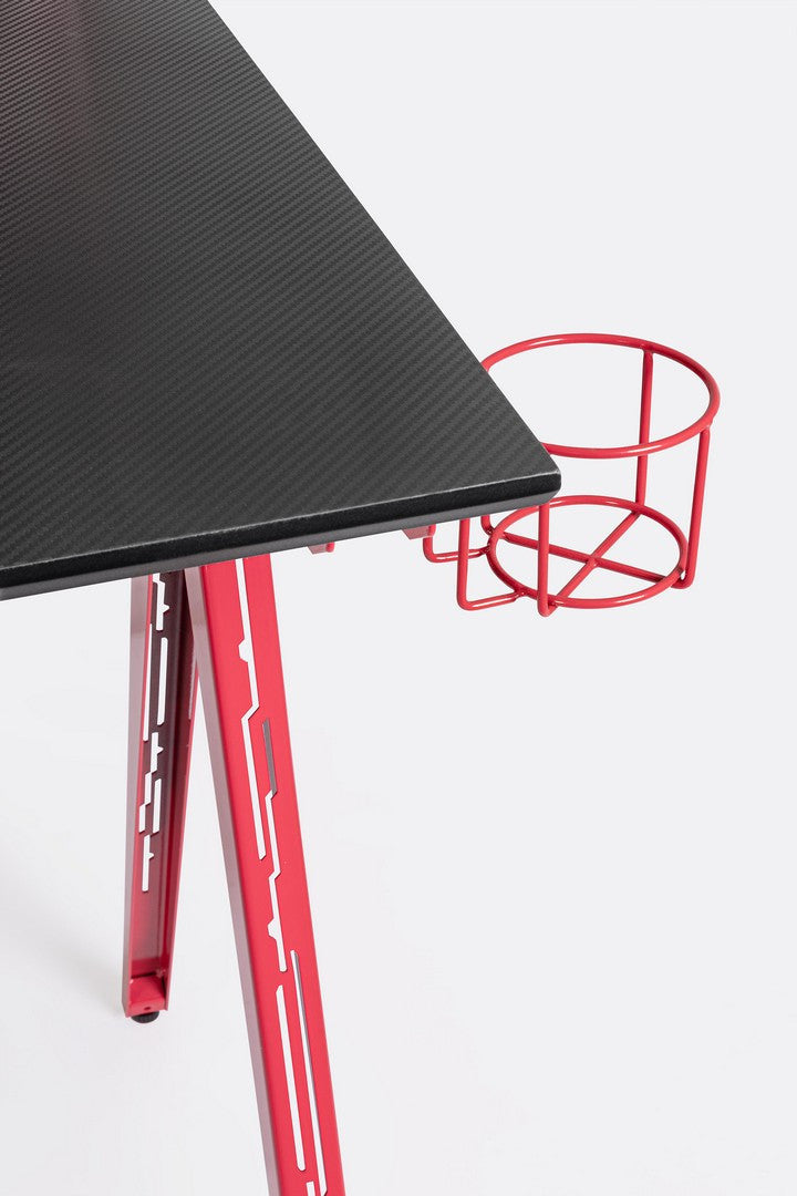 Birou Gaming Modern Metalic Roșu-Negru, Bizzotto - Imagine 11
