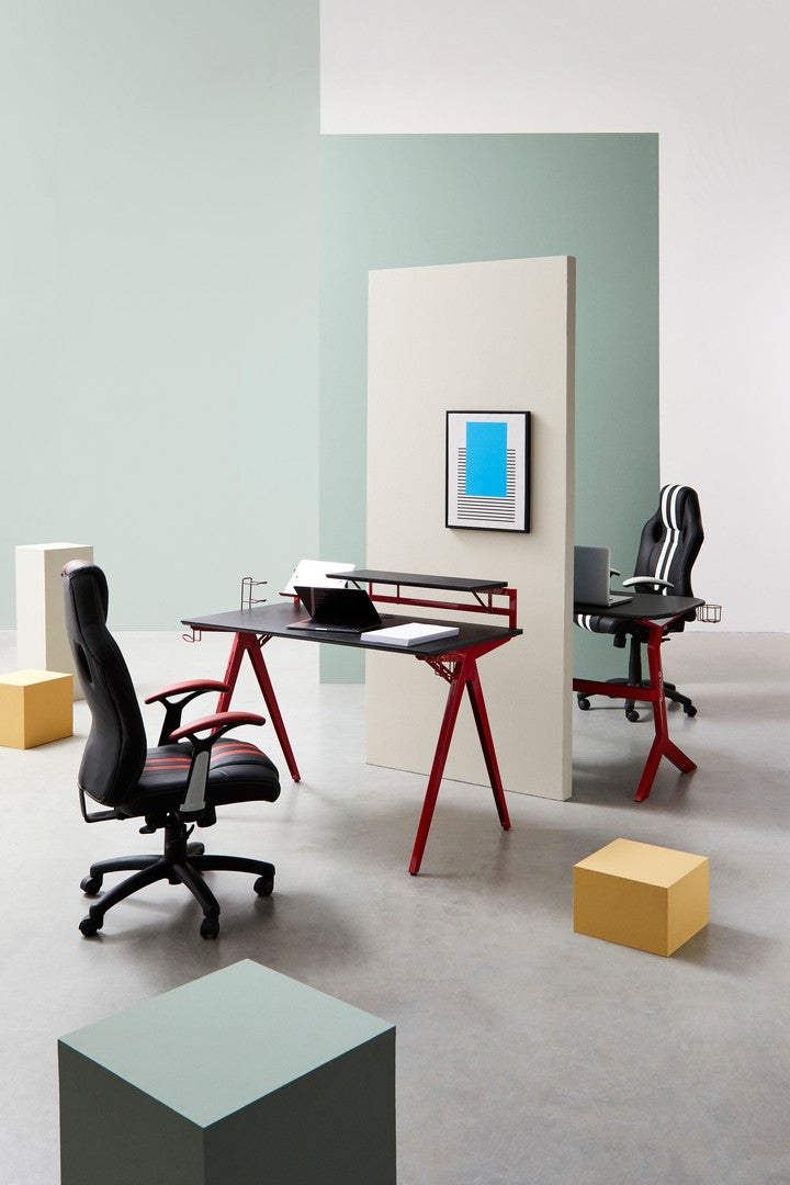 Birou Gaming Modern Metalic Roșu-Negru, Bizzotto - Imagine 12