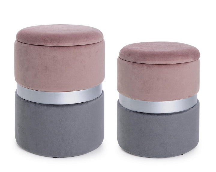 Set Pouf Catifea Roz-Gri, Polina Bizzotto - Imagine 1