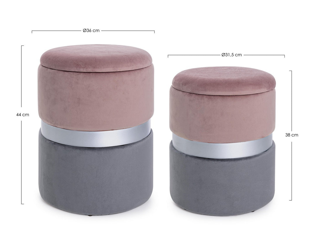 Set Pouf Catifea Roz-Gri, Polina Bizzotto - Imagine 2