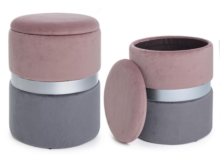 Set Pouf Catifea Roz-Gri, Polina Bizzotto - Imagine 4