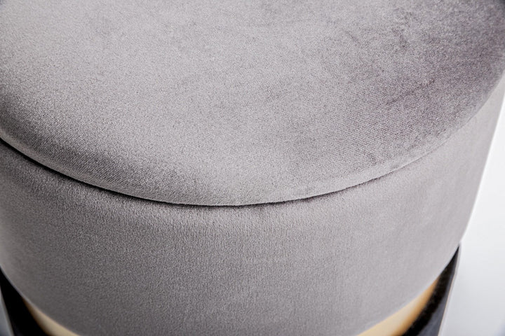 Set Pouf Tapițat Catifea Gri-Negru, Polina Bizzotto - Imagine 3
