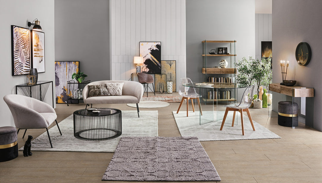 Set Pouf Tapițat Catifea Gri-Negru, Polina Bizzotto - Imagine 8