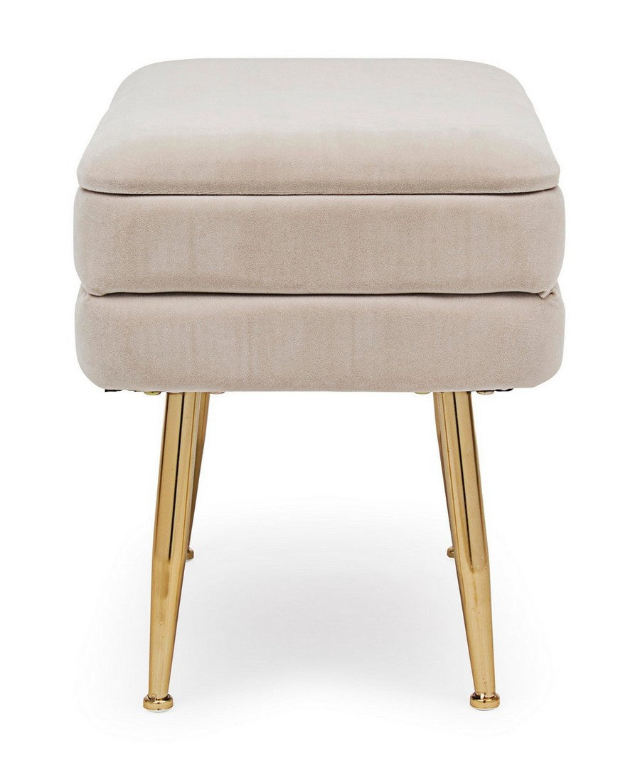 Taburet Depozitare Tapițat Catifea Bej, Pavlina Bizzotto - Imagine 4