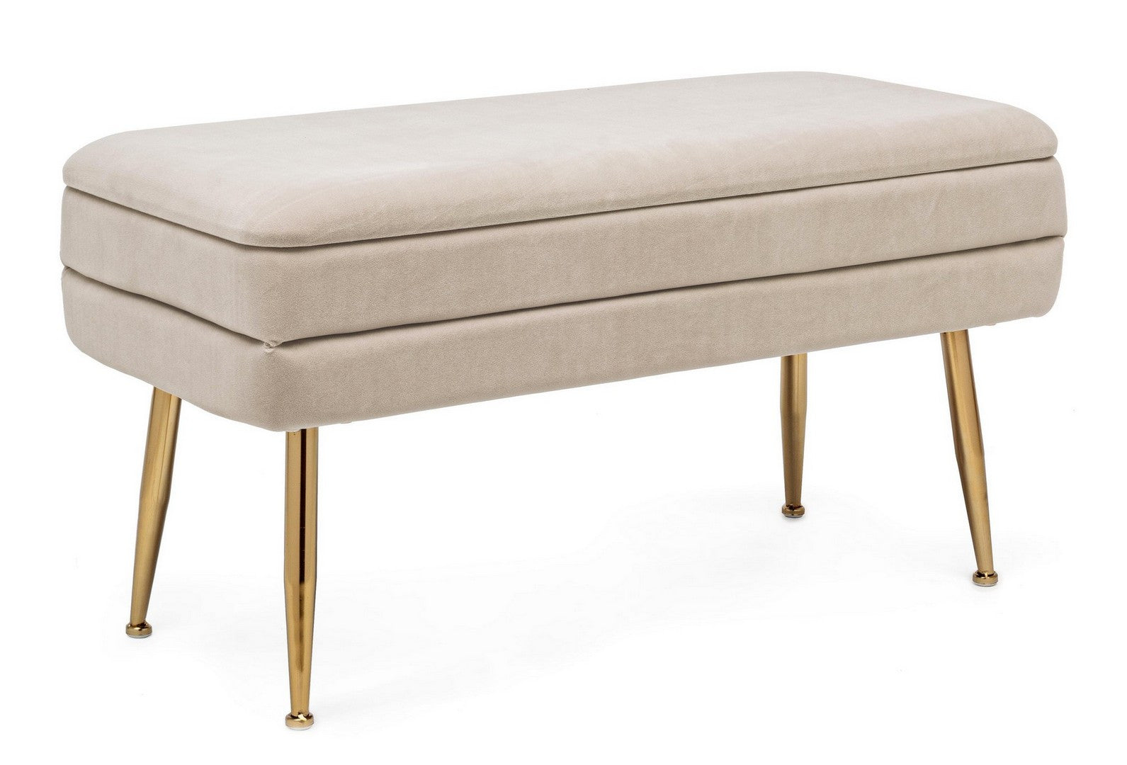 Bancă Depozitare Tapițată Catifea Bej, Pavlina Bizzotto - Imagine 1