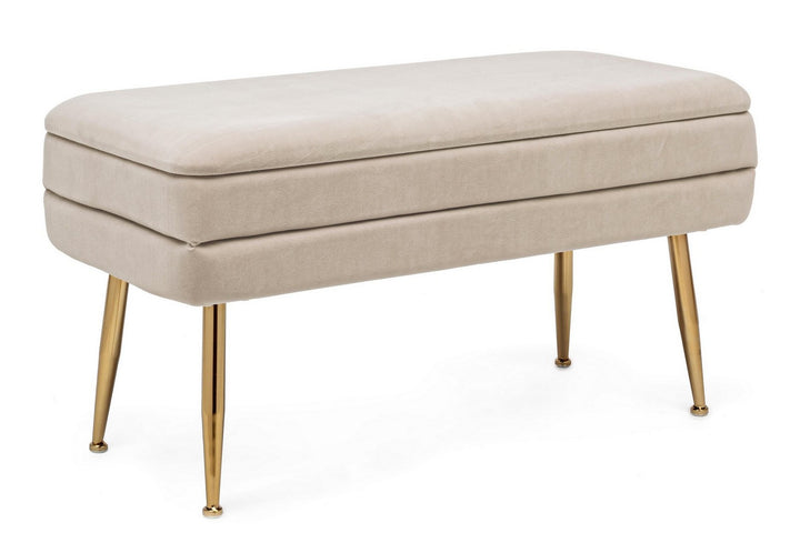 Bancă Depozitare Tapițată Catifea Bej, Pavlina Bizzotto - Imagine 1