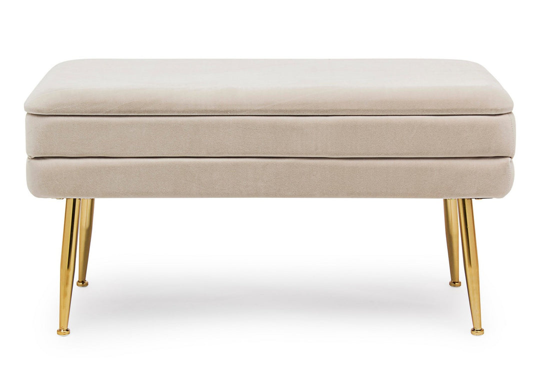 Bancă Depozitare Tapițată Catifea Bej, Pavlina Bizzotto - Imagine 3