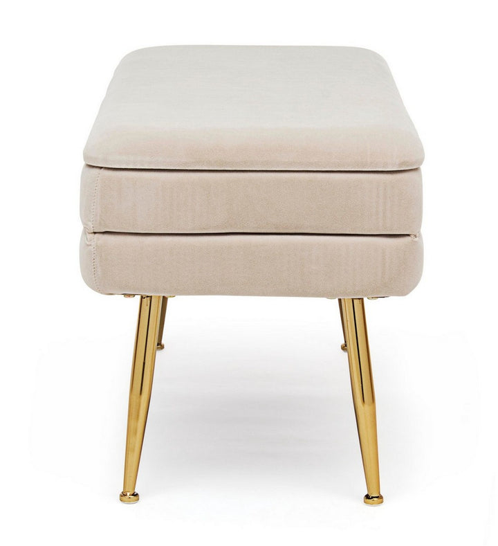 Bancă Depozitare Tapițată Catifea Bej, Pavlina Bizzotto - Imagine 4