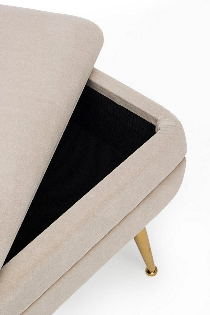 Bancă Depozitare Tapițată Catifea Bej, Pavlina Bizzotto - Imagine 5