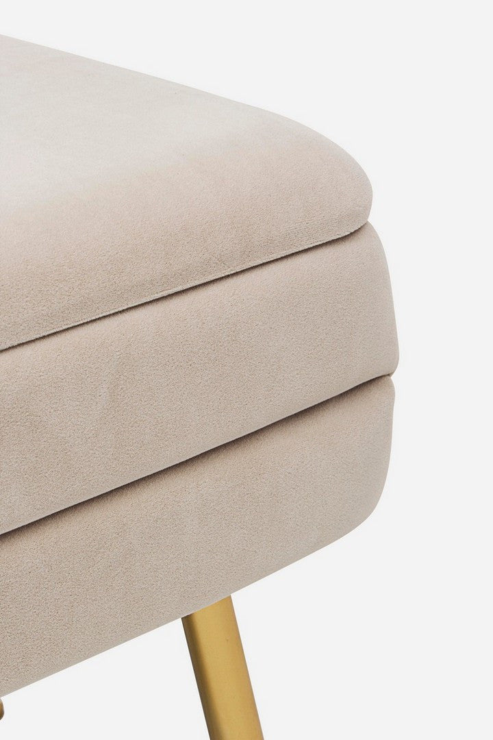 Bancă Depozitare Tapițată Catifea Bej, Pavlina Bizzotto - Imagine 6