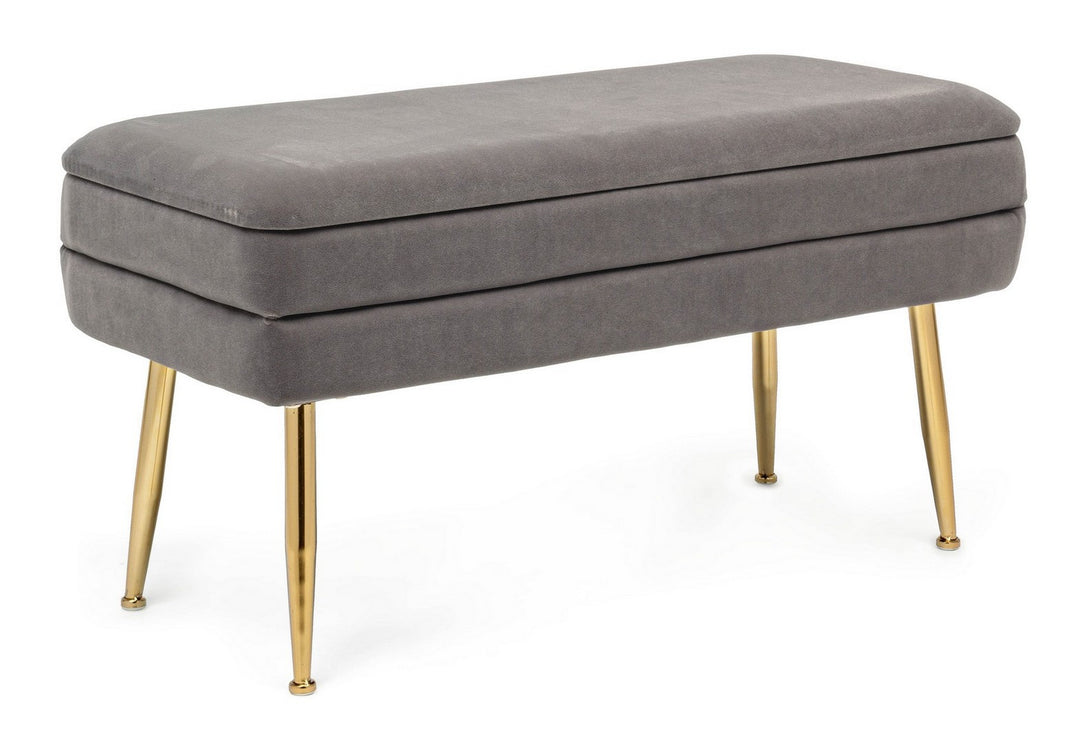 Bancă Depozitare Tapițată Catifea Gri, Pavlina Bizzotto - Imagine 1